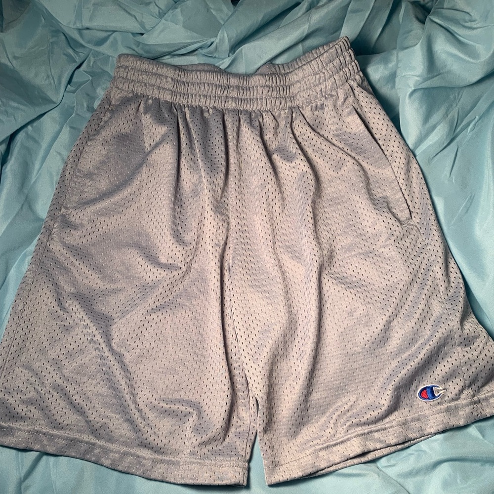 UNISEX KIDS CHAMPION ATHLETIC BASKETBALL SHORTS SZ 18 GRAY WITH POCKETS